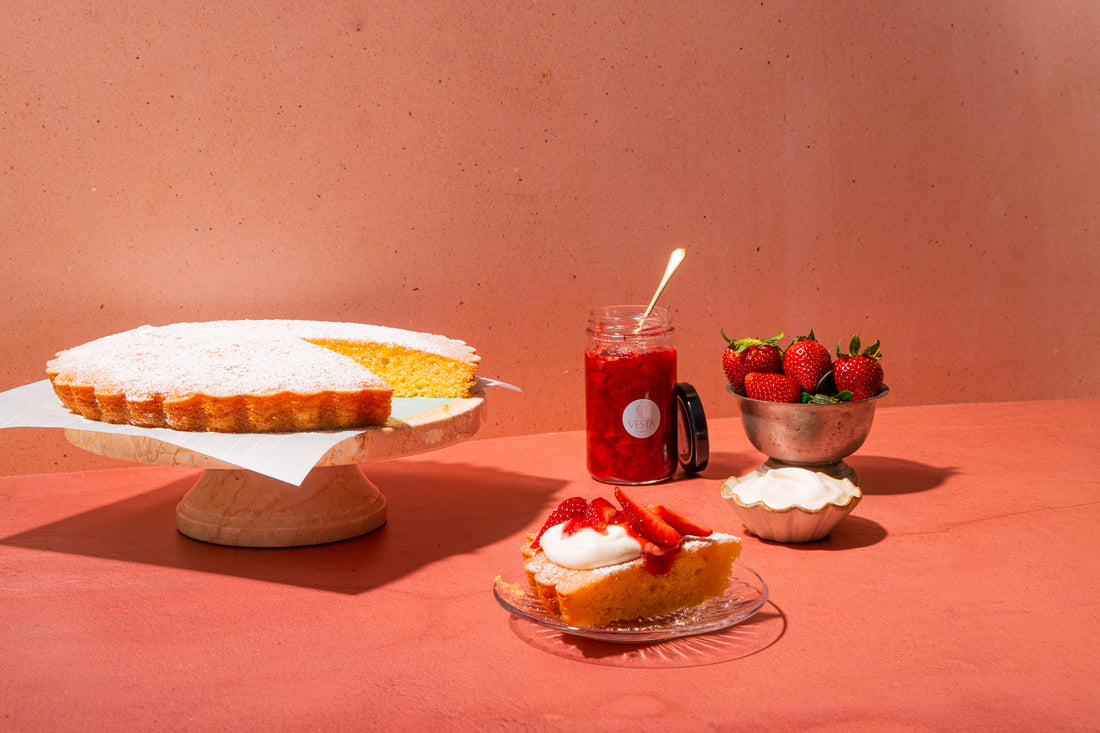 [LOCAL PICK-UP ONLY] Citrus Olive Oil Cake with Strawberry Elderflower Preserve