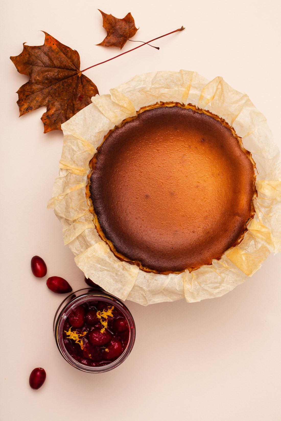 [LOCAL PICK-UP] Thanksgiving Pumpkin Spiced Basque Cheesecake with Cranberry Compote